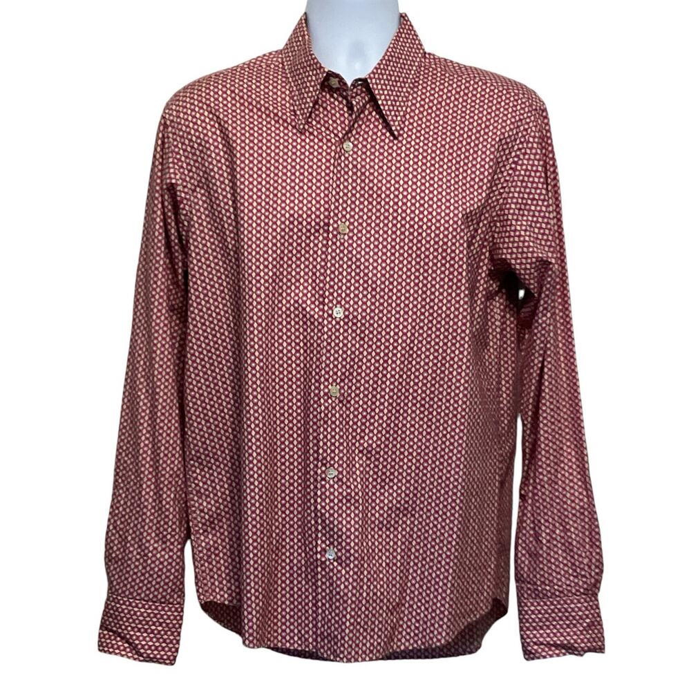 Ted Baker London Button Down Dress Shirt Red Tan Large